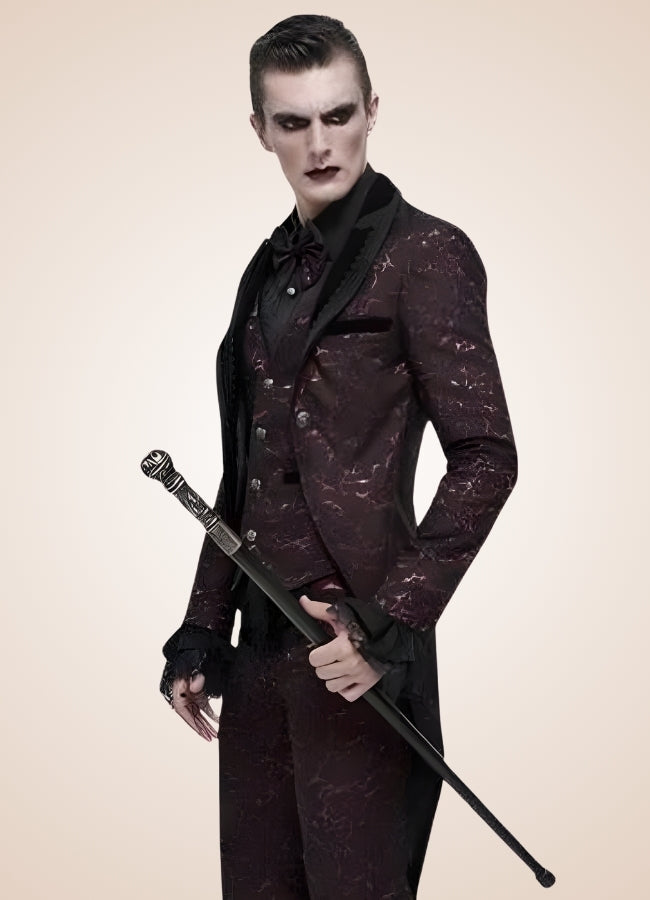 Men's Steampunk Jacket With Tailcoat Wine Red / 3XL mens-steampunk-jacket-with-tailcoat-wine-red