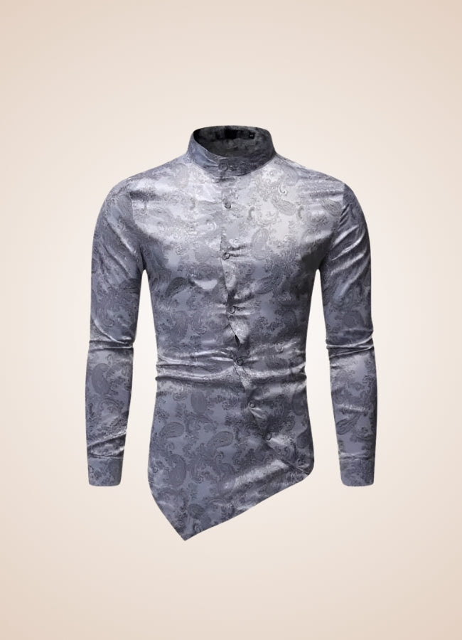 Men's Steampunk Long Sleeve Shirt Gray / XL mens-steampunk-long-sleeve-shirt-gray