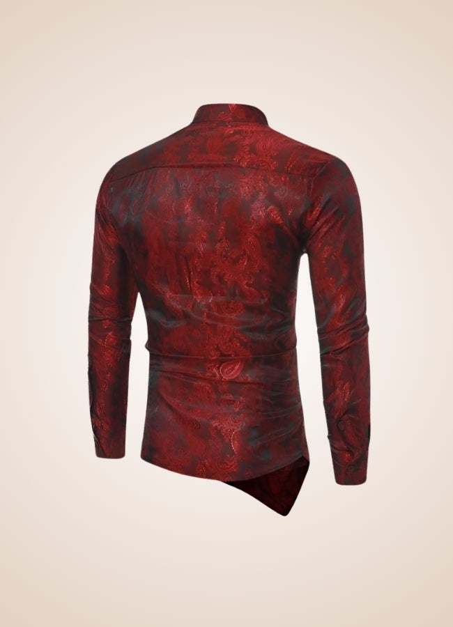 Men's Steampunk Long Sleeve Shirt Wine Red / XL mens-steampunk-long-sleeve-shirt-wine-red