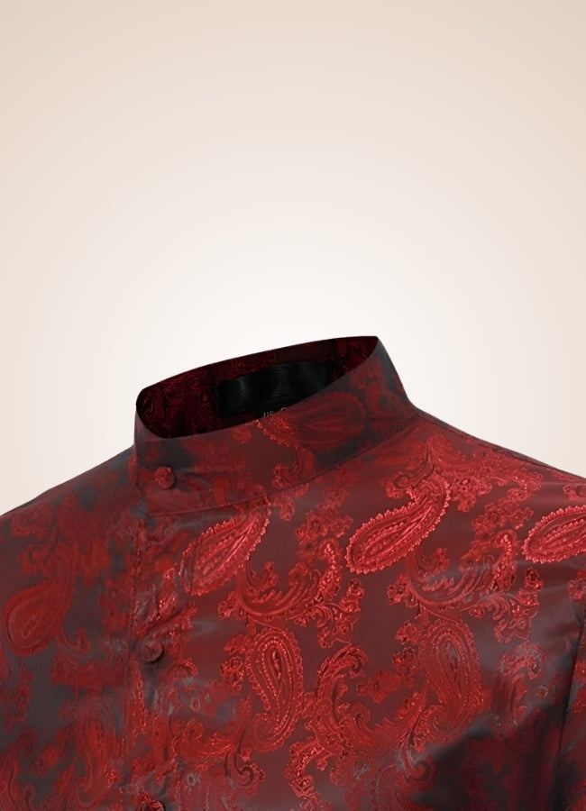 Men's Steampunk Long Sleeve Shirt Wine Red / XL mens-steampunk-long-sleeve-shirt-wine-red