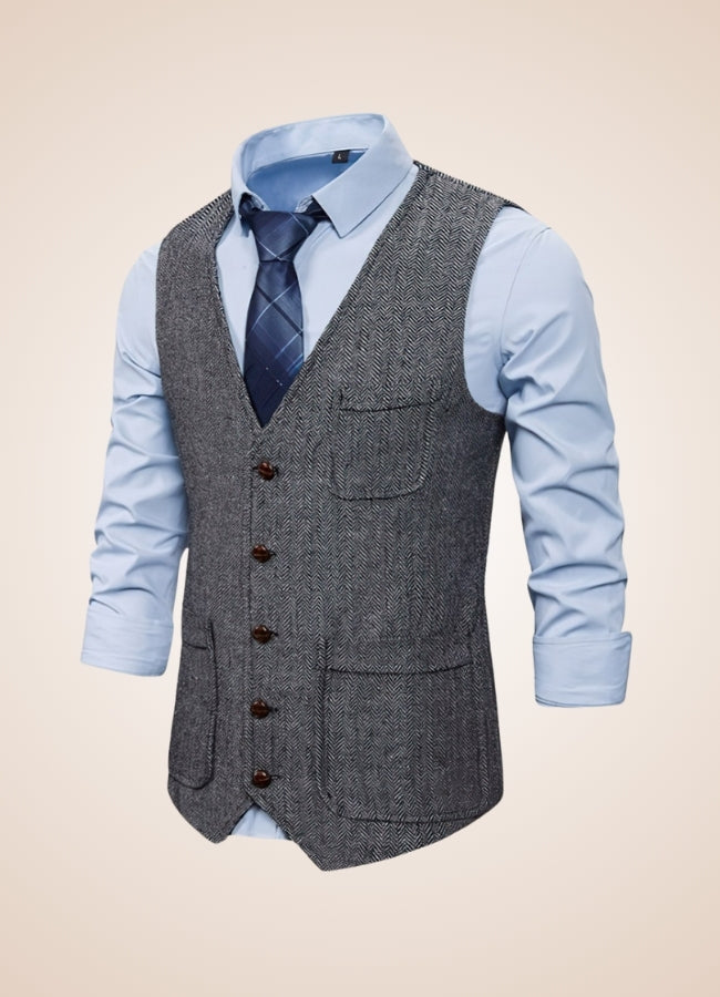 Men's Steampunk Pocket Vest Gray / XL mens-steampunk-pocket-vest-gray