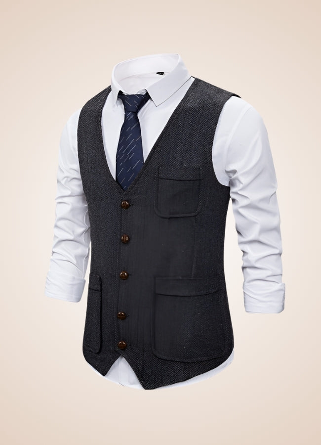 Men's Suit Vest With Chain Black / XL mens-suit-vest-with-chain-black