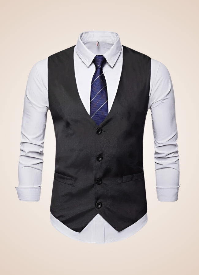 Men's Suit Vest With Chain Black / XL mens-suit-vest-with-chain-black