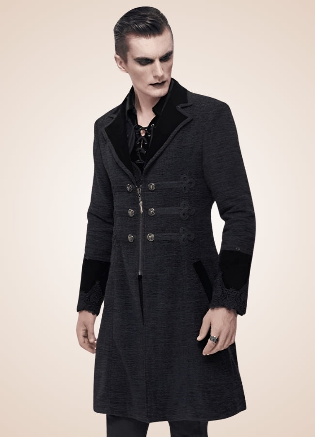 Men's Victorian Black Coat Black / 3XL mens-victorian-black-coat-black