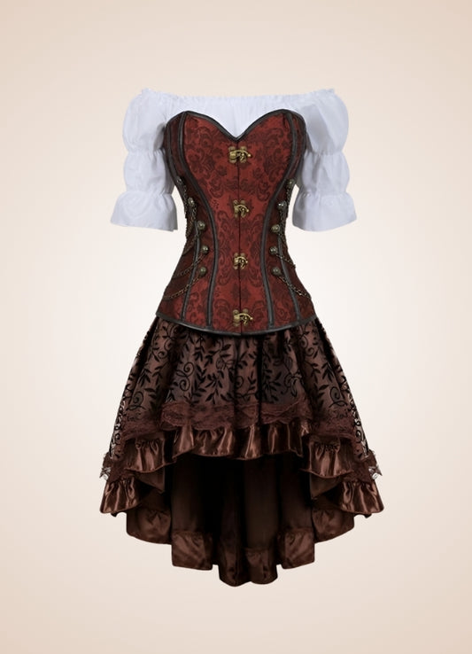 Modern Steampunk Dress Wine Red / 4XL modern-steampunk-dress-wine-red