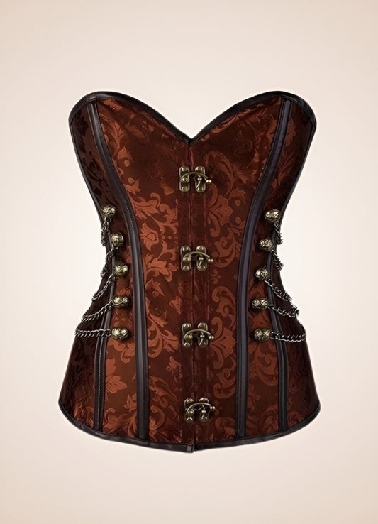 Paisley Pattern Steampunk Corset Brown / XL paisley-pattern-steampunk-corset-brown