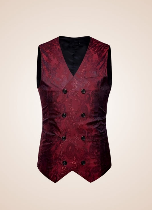 Paisley Patterns Steampunk V Neck Vest Red / XL paisley-patterns-steampunk-v-neck-vest-red