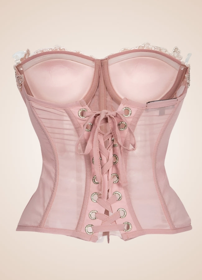 Pink Floral Steampunk Corset Pink / XL pink-floral-steampunk-corset-pink