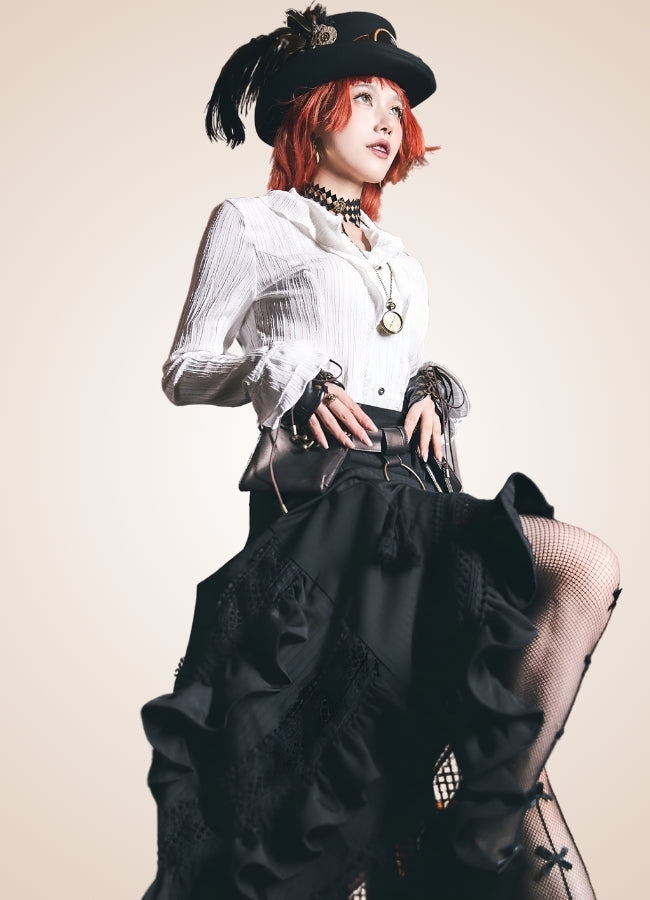 Pleated Steampunk Shirt White / M pleated-steampunk-shirt-white