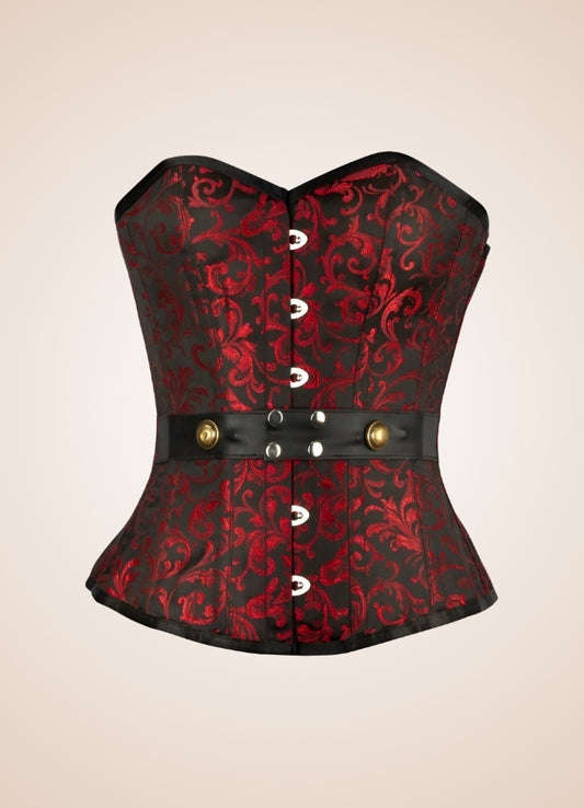 Red And Black Steampunk Corset Red / XL red-and-black-steampunk-corset-red