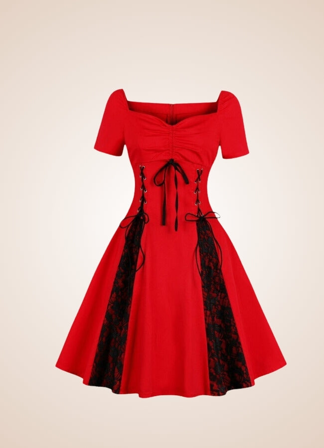 Red Gothic Style Dress Red / 3XL red-gothic-style-dress-red