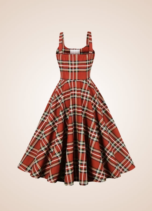 Red Plaid Steampunk Dress Red / XL red-plaid-steampunk-dress-red