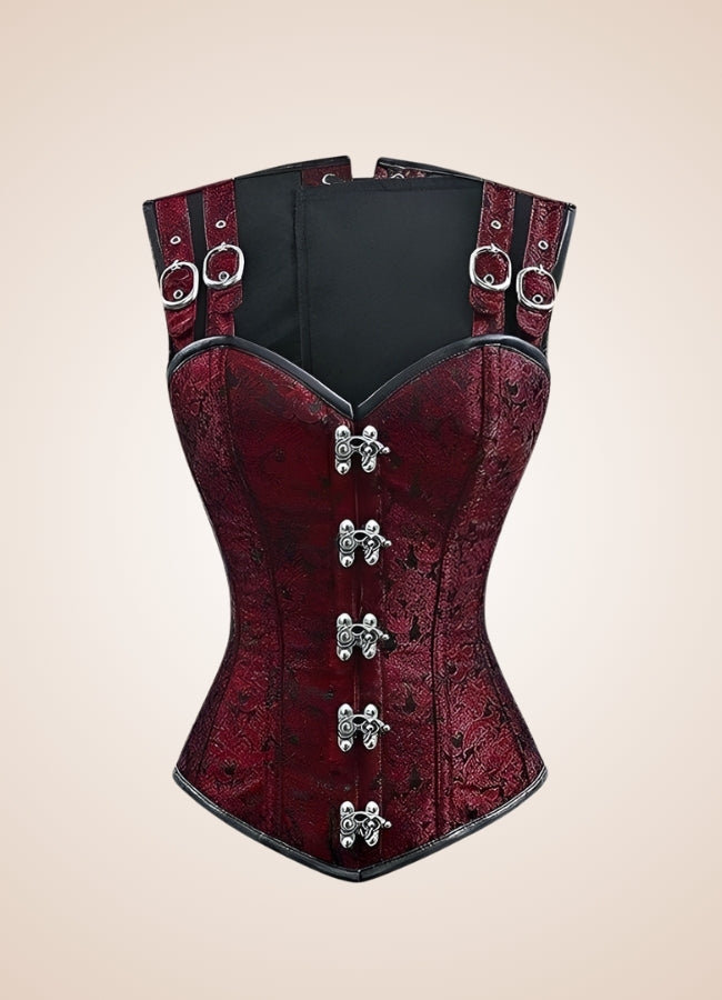 Red Steampunk Lace Up Corset Red / XL red-steampunk-lace-up-corset-red