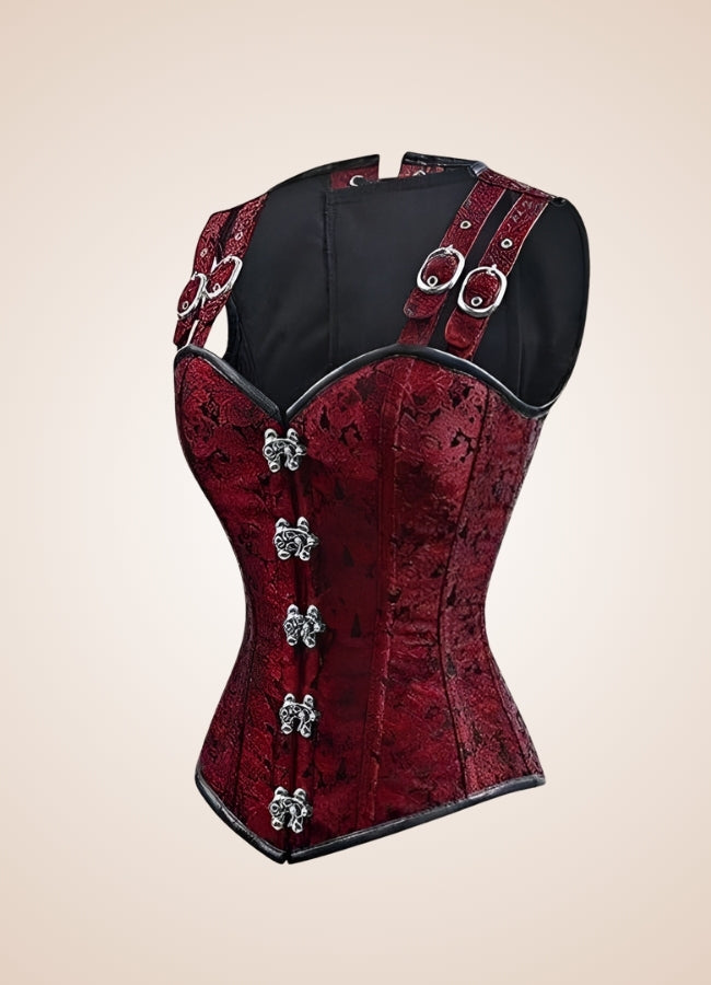 Red Steampunk Lace Up Corset Red / XL red-steampunk-lace-up-corset-red