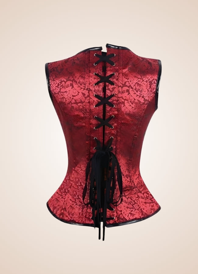 Red Steampunk Lace Up Corset Red / XL red-steampunk-lace-up-corset-red