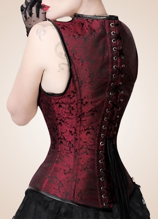 Red Steampunk Lace Up Corset Red / XL red-steampunk-lace-up-corset-red