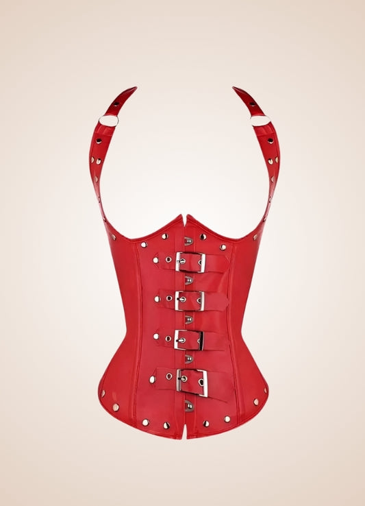 Red Steampunk Leather Corset Red / 4XL red-steampunk-leather-corset-red