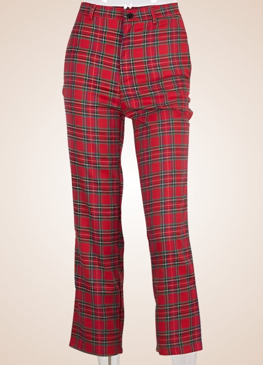 Red Steampunk Plaid Pants Red / M red-steampunk-plaid-pants-red