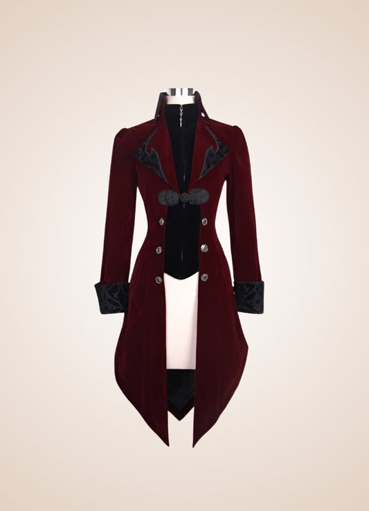 Red Steampunk Trench Coat Red / XL red-steampunk-trench-coat-red