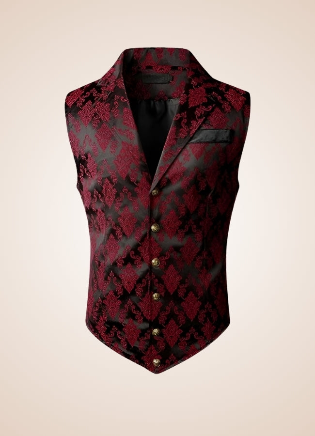 Red Steampunk V Neck Vest Red / 2XL red-steampunk-v-neck-vest-red