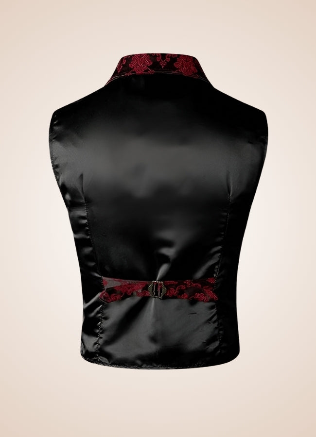 Red Steampunk V Neck Vest Red / 2XL red-steampunk-v-neck-vest-red