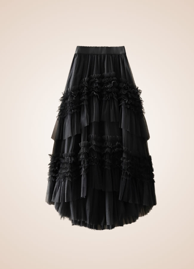 Renaissance Tulle Steampunk Skirt Black / L renaissance-tulle-steampunk-skirt-black