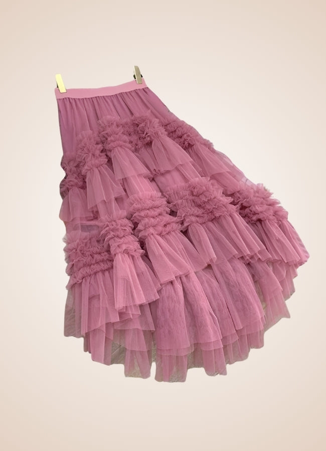 Renaissance Tulle Steampunk Skirt Pink / L renaissance-tulle-steampunk-skirt-pink