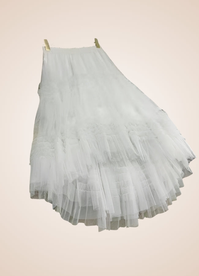 Renaissance Tulle Steampunk Skirt White / L renaissance-tulle-steampunk-skirt-white