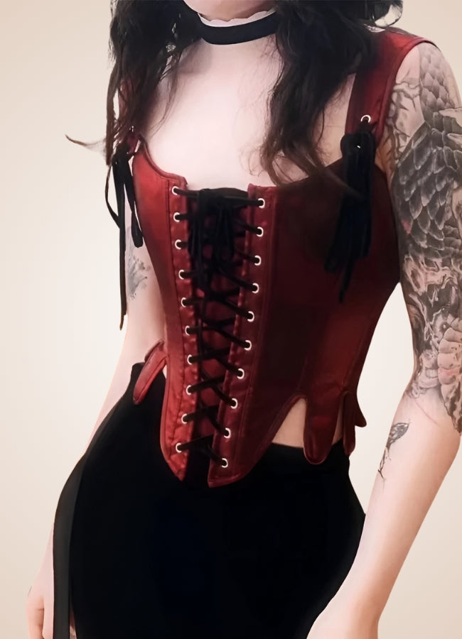 Retro Gothic Women's Corset Red / 2XL retro-gothic-womens-corset-red