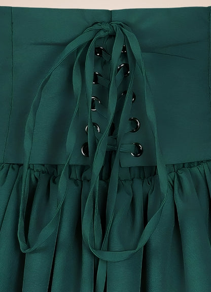 Retro High Waist Steampunk Skirt Green / XL retro-high-waist-steampunk-skirt-green