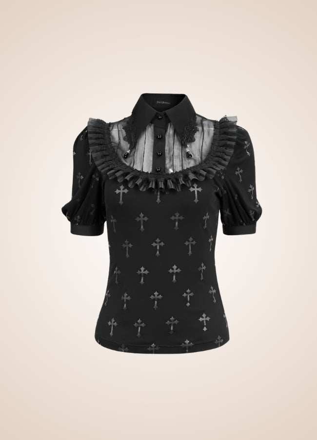 Ruffled Gothic Steampunk Shirt Black / 2XL ruffled-gothic-steampunk-shirt-black