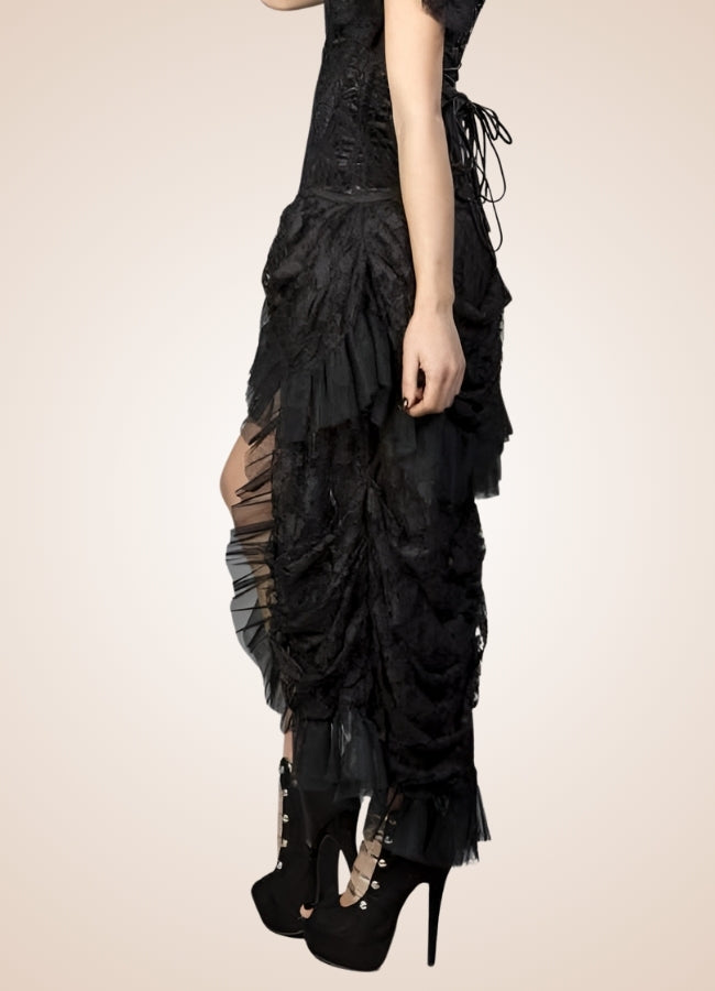 Ruffled Mesh Steampunk Skirt Black / 4XL ruffled-mesh-steampunk-skirt-black