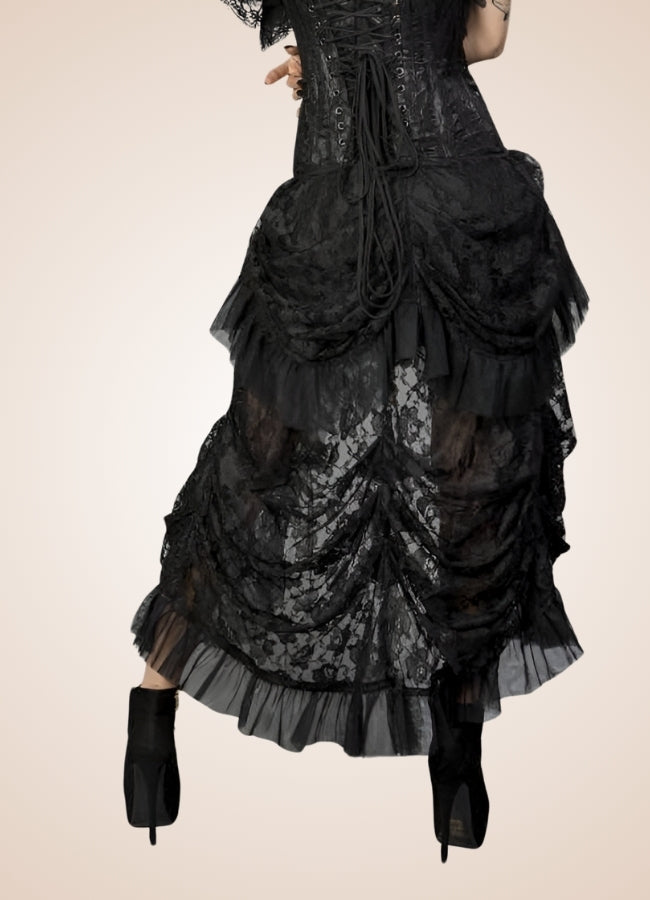 Ruffled Mesh Steampunk Skirt Black / 4XL ruffled-mesh-steampunk-skirt-black