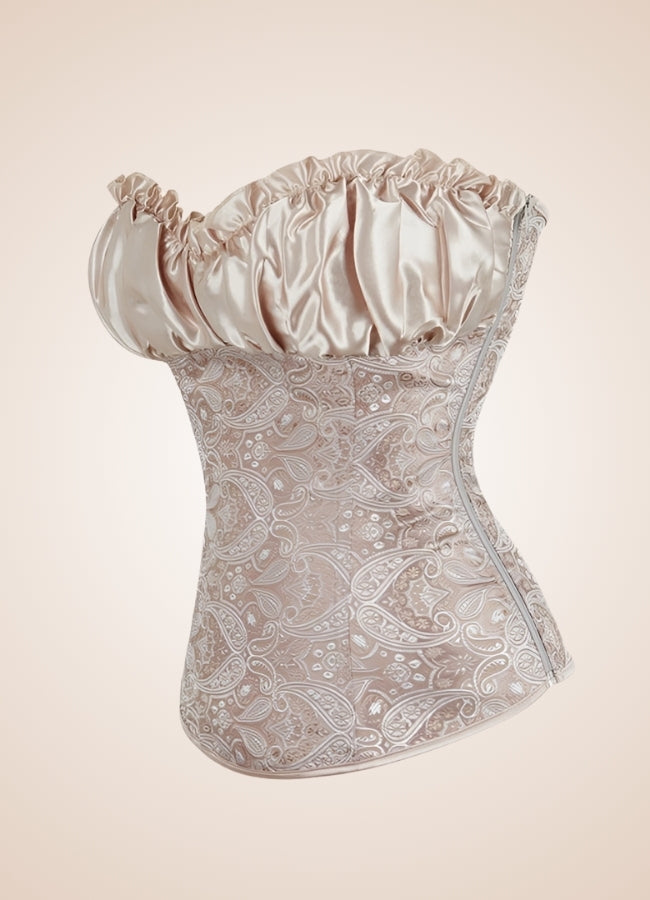 Satin Ruffle Steampunk Corset Apricot / 4XL satin-ruffle-steampunk-corset-apricot