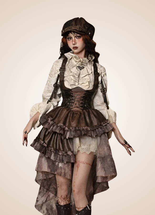 Scarlet Darkness Steampunk Dress Brown / L scarlet-darkness-steampunk-dress-brown