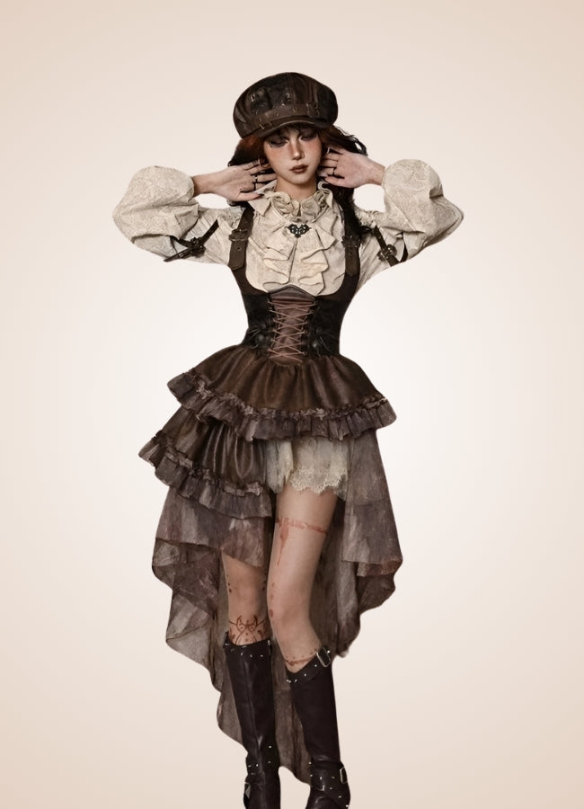 Scarlet Darkness Steampunk Dress Brown / L scarlet-darkness-steampunk-dress-brown