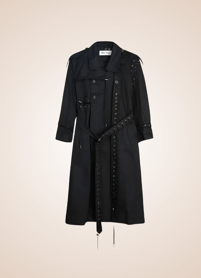 Sewed Steampunk Trench Coat Black / XL sewed-steampunk-trench-coat-black