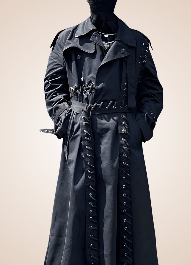 Sewed Steampunk Trench Coat Black / XL sewed-steampunk-trench-coat-black