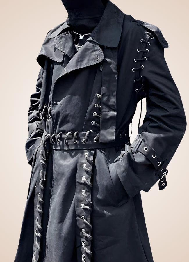 Sewed Steampunk Trench Coat Black / XL sewed-steampunk-trench-coat-black