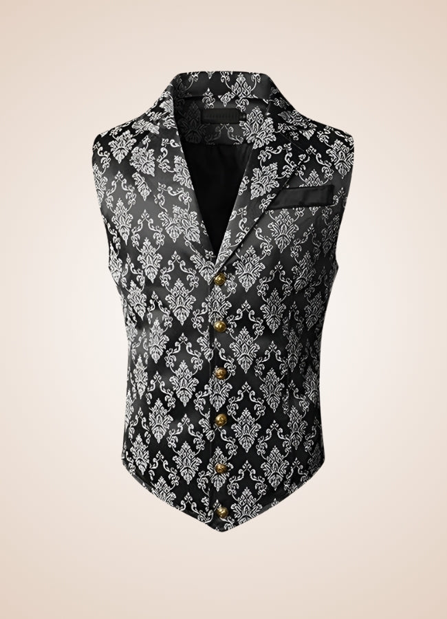 Silver Steampunk V Neck Vest Silver / 2XL silver-steampunk-v-neck-vest-silver