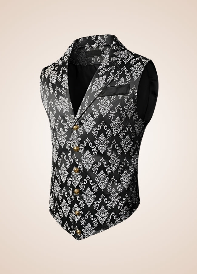 Silver Steampunk V Neck Vest Silver / 2XL silver-steampunk-v-neck-vest-silver