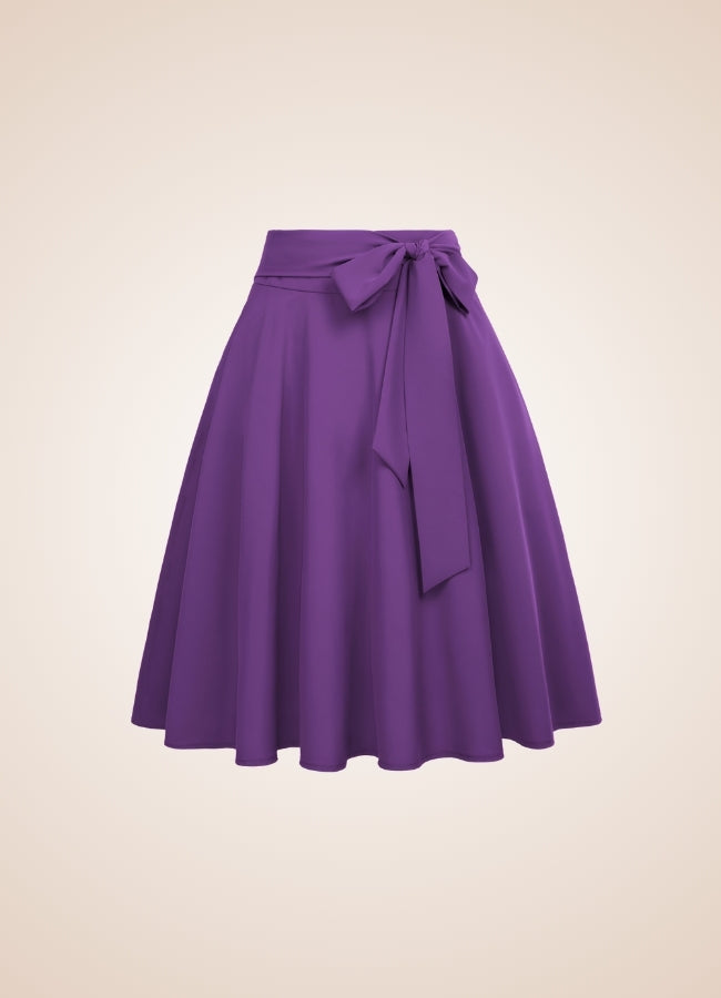 Solid Color Ribbon Midi Skirt Purple / XL solid-color-ribbon-midi-skirt-purple