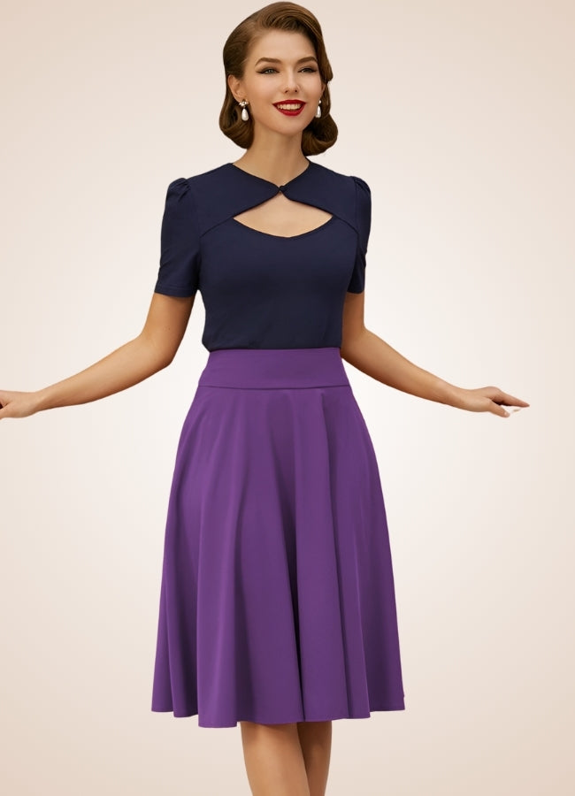 Solid Color Ribbon Midi Skirt Purple / XL solid-color-ribbon-midi-skirt-purple