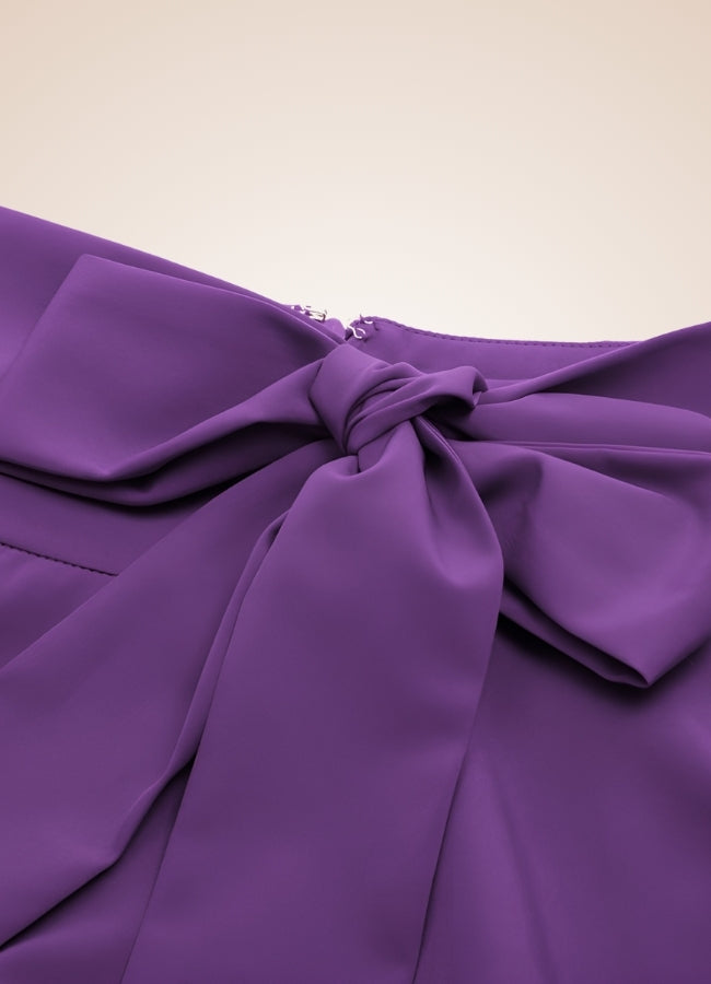 Solid Color Ribbon Midi Skirt Purple / XL solid-color-ribbon-midi-skirt-purple