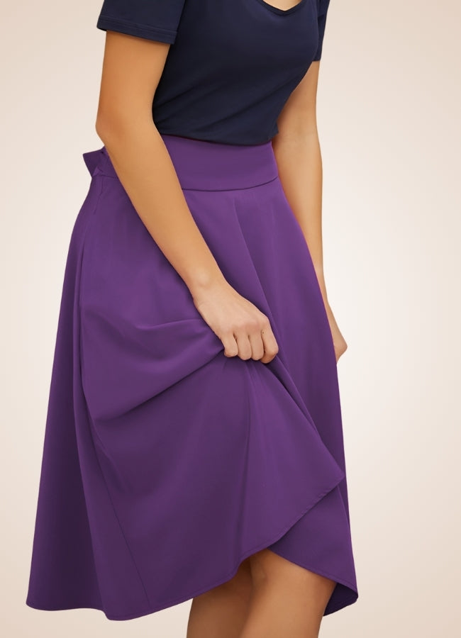 Solid Color Ribbon Midi Skirt Purple / XL solid-color-ribbon-midi-skirt-purple