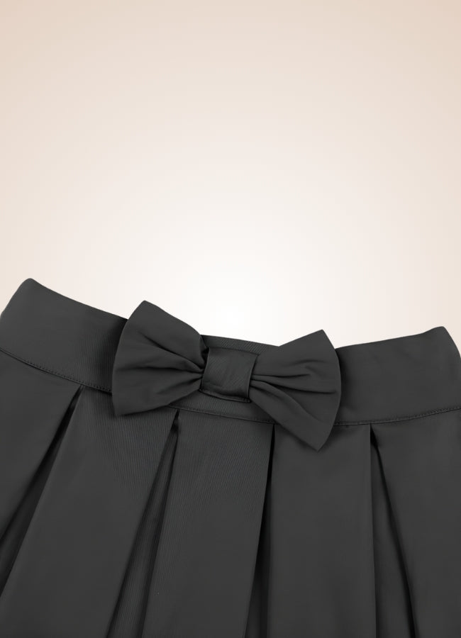 Solid Color Ribbon Mini Skirt Black / XL solid-color-ribbon-mini-skirt-black