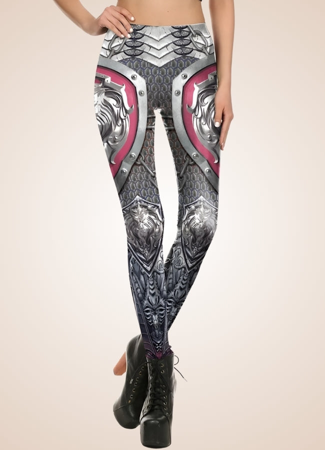 Steampunk Armor Print Legging Silver / L steampunk-armor-print-legging-silver