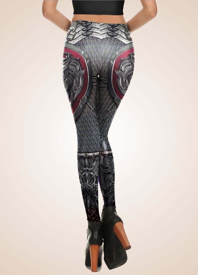 Steampunk Armor Print Legging Silver / L steampunk-armor-print-legging-silver