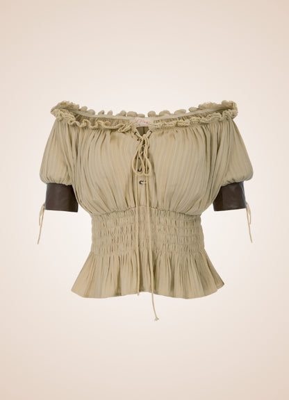 Steampunk Bare Shoulders Shirt Beige / XL steampunk-bare-shoulders-shirt-beige