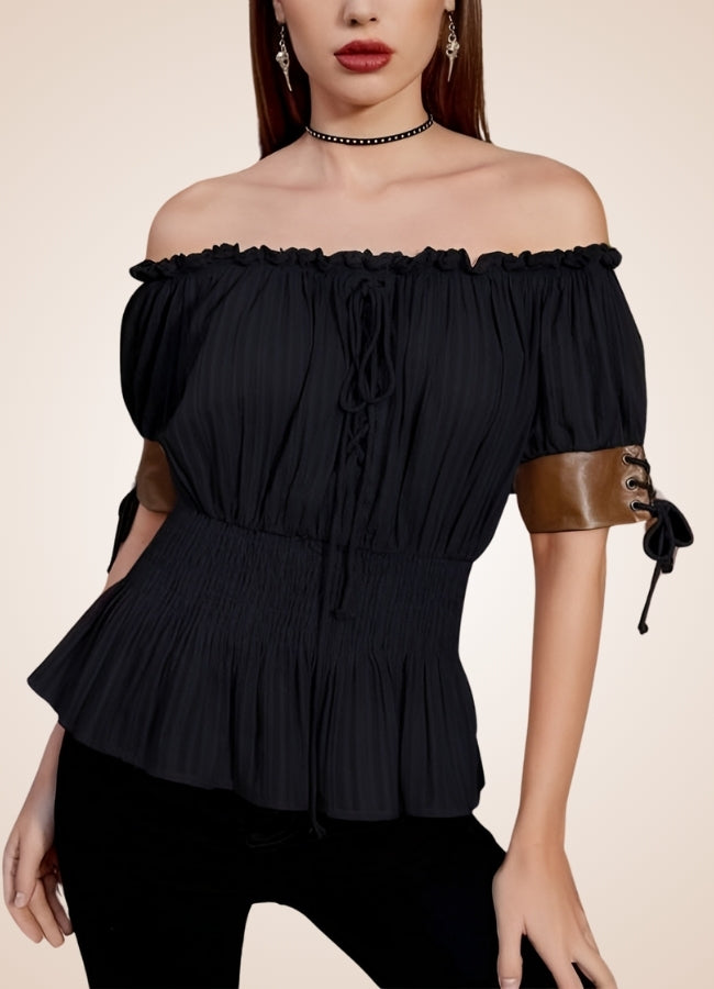 Steampunk Bare Shoulders Shirt Black / XL steampunk-bare-shoulders-shirt-black